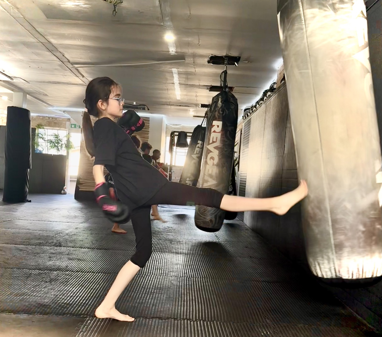 Kids kickboxing training at Xin Dojo